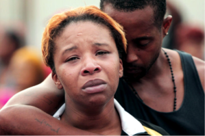 Lesley McSpadden and Louis Head, the mother and stepfather of Michael Brown, on August 9th.